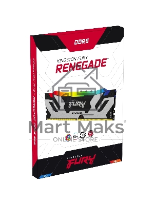 Оперативная память Kingston Fury Renegade, DDR5, 32GB (2x16GB), 6400MHz, CL32, DIMM, с радиатором, RGB, серебристый/черный