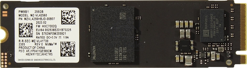 Накопитель SSD Samsung PM9B1, 256GB, PCIe 4.0 x4, M.2 2280, NVMe, R/W 3300/1250