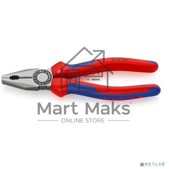 Пассатижи KNIPEX 0302180180мм ручки с двухцветными многокомпонентными чехлами