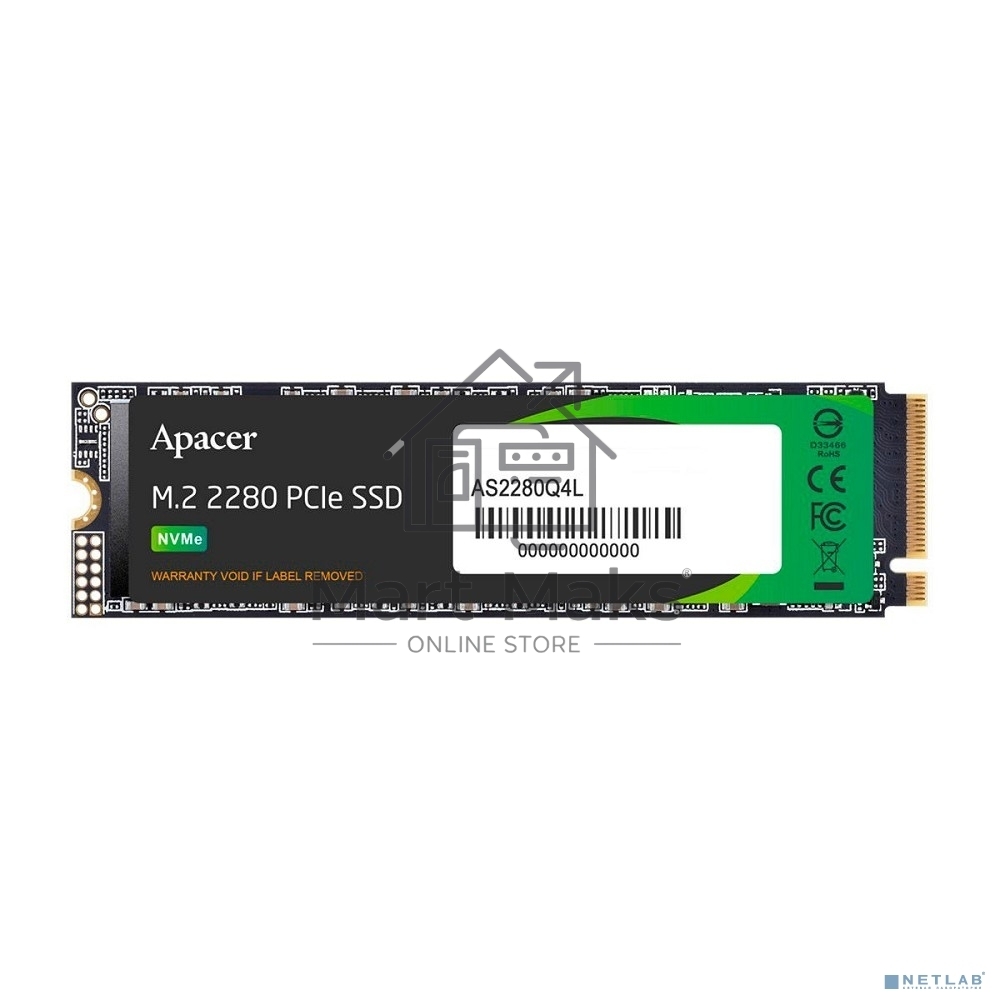 Накопитель SSD AS2280Q4L 2TB M.2 2280 PCIe Gen4x4, R3600/W2800 Mb/s, 3D NAND, MTBF 1.5M, NVMe 1.4, 1200TBW, Retail, 3 years (AP2TBAS2280Q4L-1)