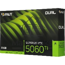 Видеокарта Palit GeForce RTX 5060 Ti DUAL, 8 GB GDDR7, 128 bit, 3xDisplayPort, HDMI, GPU 2407 MHz