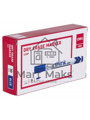 Маркер для досок Deli Think EU00130, круглый пишущий наконечник, 2мм, синий