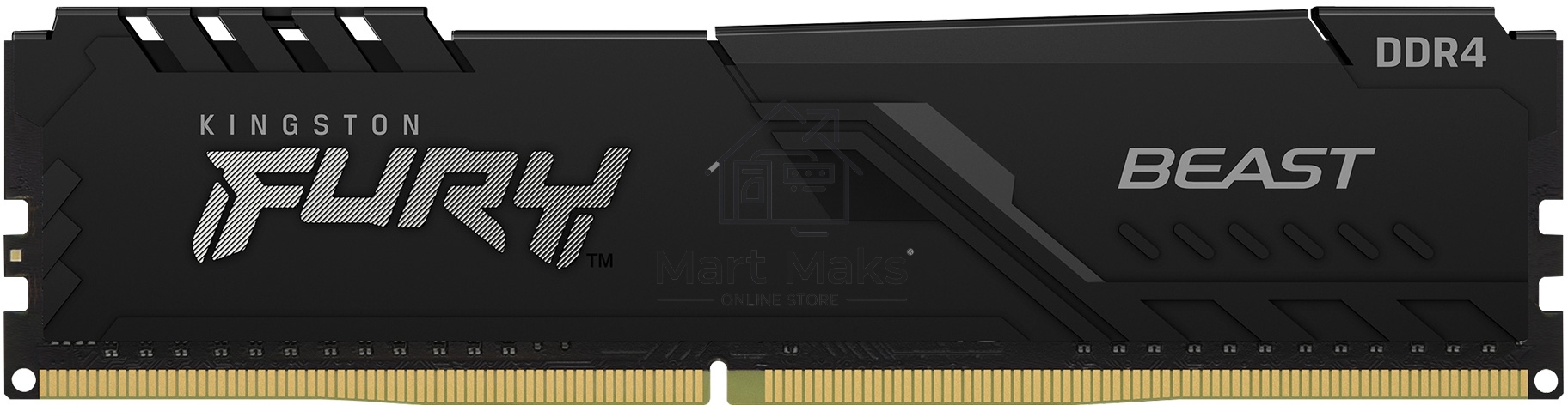 Оперативная память Kingston Fury Beast, DDR4, 32GB (1x32GB), 3200MHz, CL16, DIMM, с радиатором, черный