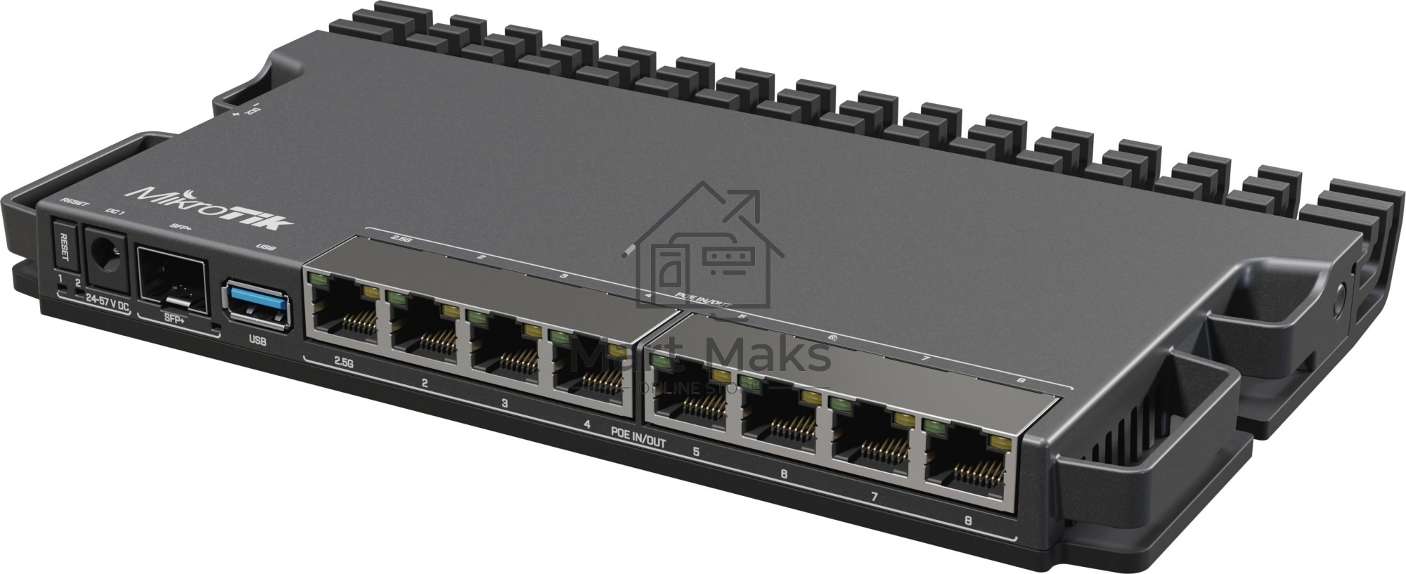 Маршрутизатор Mikrotik RB5009UPr+S+IN,7х 1G RJ45, 2.5G RJ45, 10G SFP+, 1xPoE in, 7x PoE out