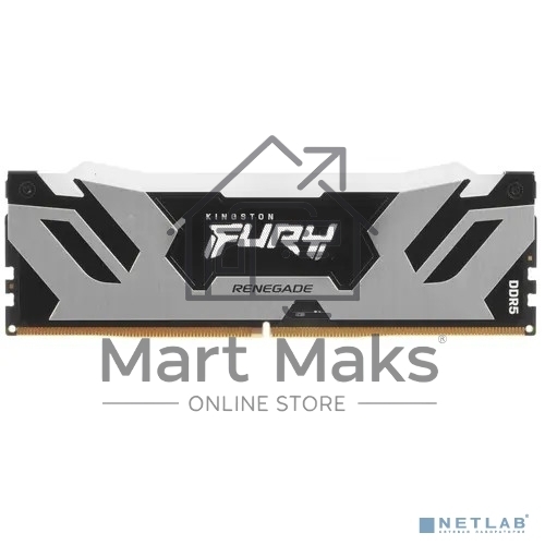 Оперативная память Kingston Fury Renegade, DDR5, 16GB (1x16GB), 6400MHz, CL32, DIMM, с радиатором, RGB, серебристый/черный