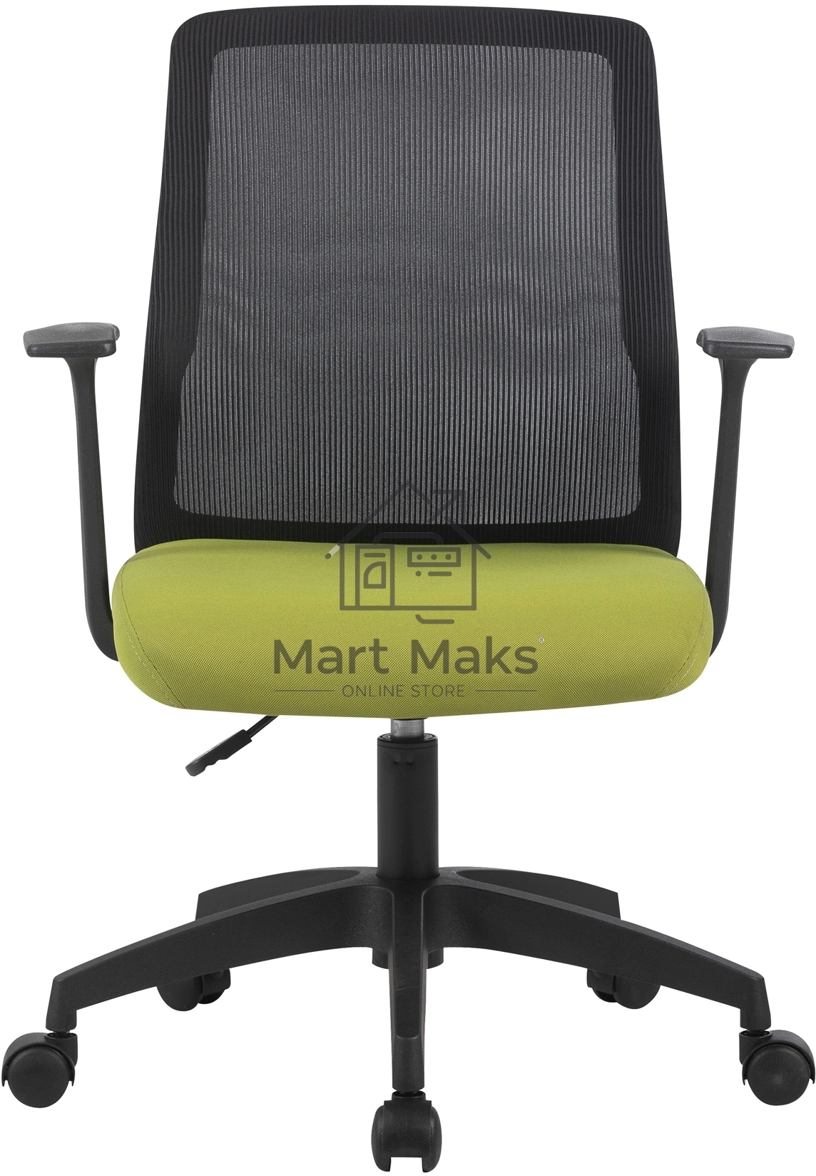 Кресло компьютерное Cactus CS-MC222-BKGN черный, сиденье салатовый, сетка/ткань, низк.спин. крестов. пластик, пластик черный
