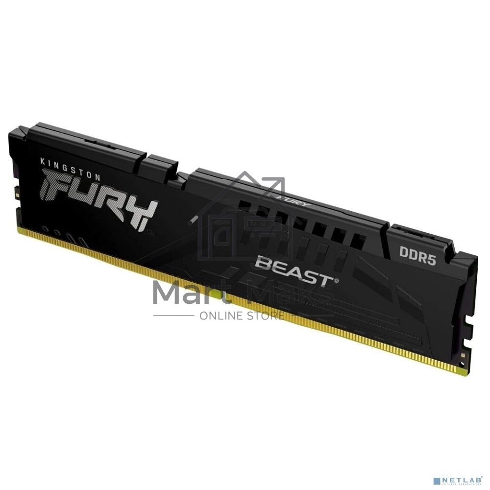 Оперативная память Kingston Fury Beast, DDR5, 16GB (1x16GB), 6000MHz, CL30, DIMM, с радиатором, черный