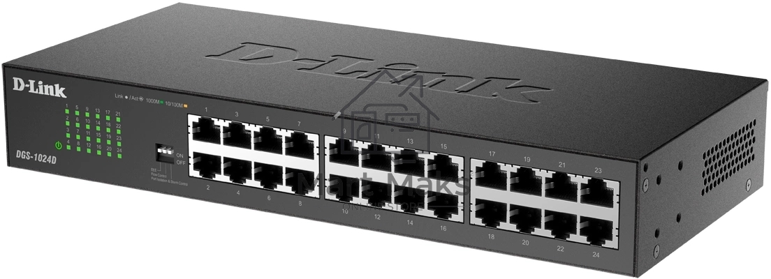 Неуправляемый коммутатор D-Link DGS-1024D/J1A с 24 портами 10/100/1000Base-T