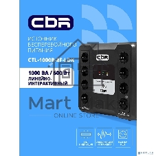ИБП CBR CRYSTAL CTL-1000 Line Interactive, 1000 VA / 600 W 8 x EURO, 8 с резервированием и фильтрацией, Breaker (CTL-1000B-8F-LDK)