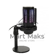 Микрофон конденсаторный Gembird M-01N, подсветка RGB, шумоподавление, настольный держатель, черный