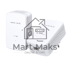 Комплект гигабитных адаптеров Mercusys AV1000 Gigabit Powerline Kit, HomePlug AV2 standard, 1 Gigabit port, 300m over electrical circuits, plug and play.
