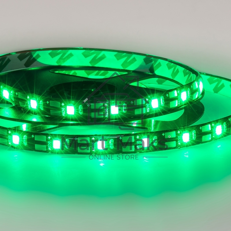 Лента LED с USB коннектором 5 В, 8 мм, IP65, SMD 2835, 60 LED/m, цвет свечения зеленый