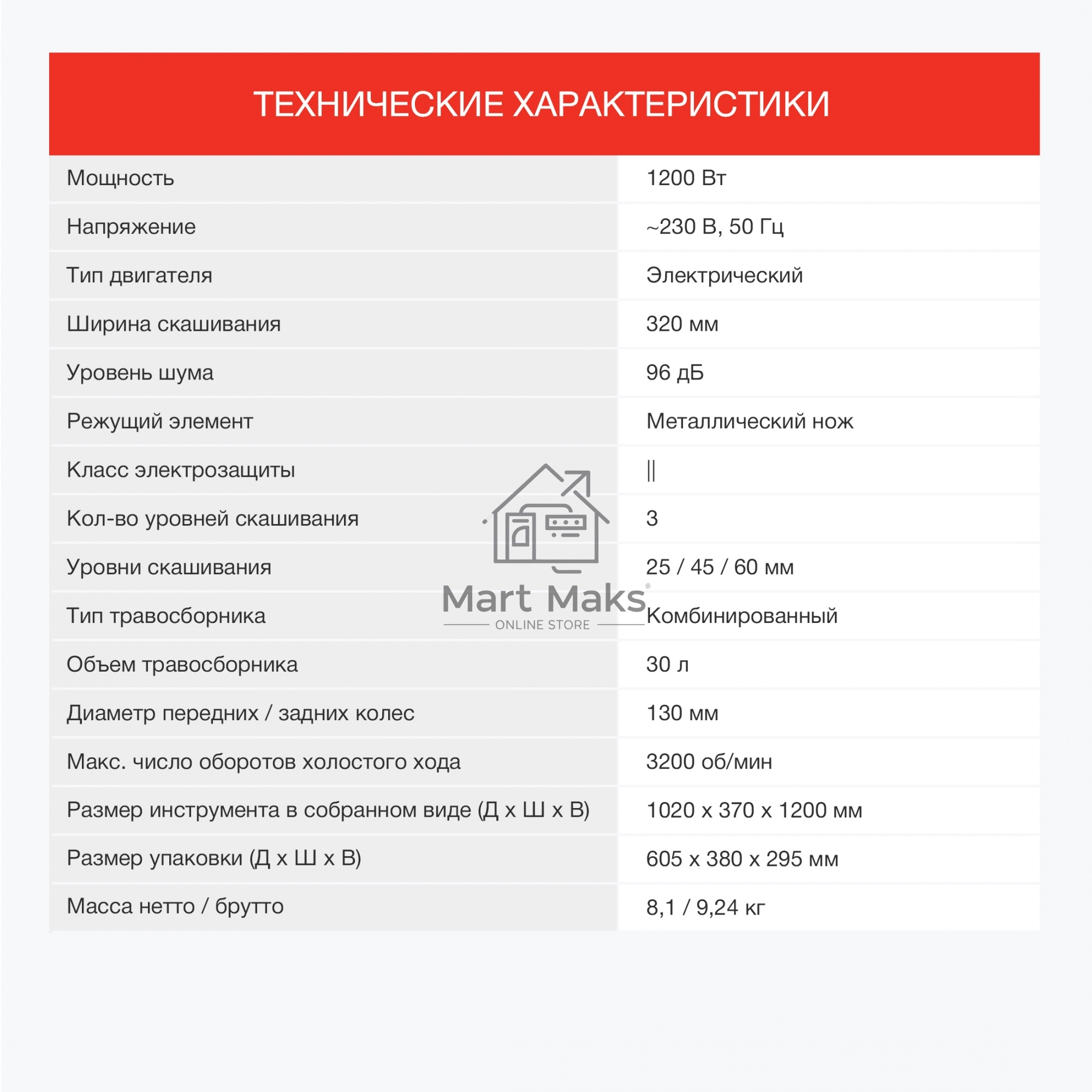 Газонокосилка роторная Starwind ELM-1200 1200Вт