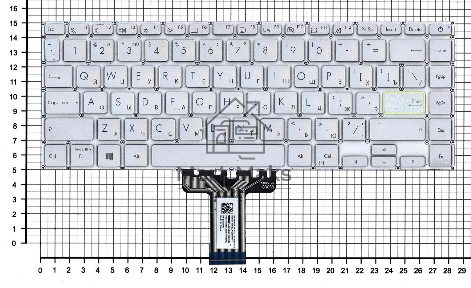Клавиатура для ноутбука Asus K413JA серебристая