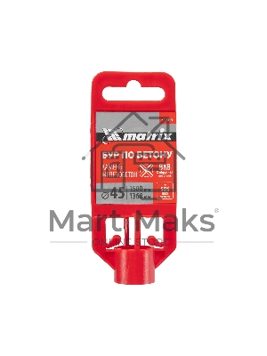 Бур по бетону Matrix, 45 х 1500 мм, SDS MAX c крестовой пластиной