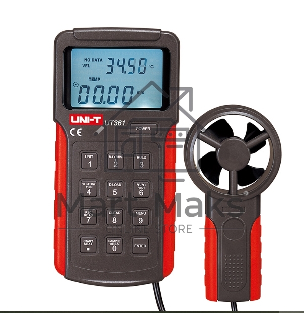 Анемометр UT361, анемометр-термометр с крыльчаткой, 2 ~ 30м/с, 0 ~ 40С