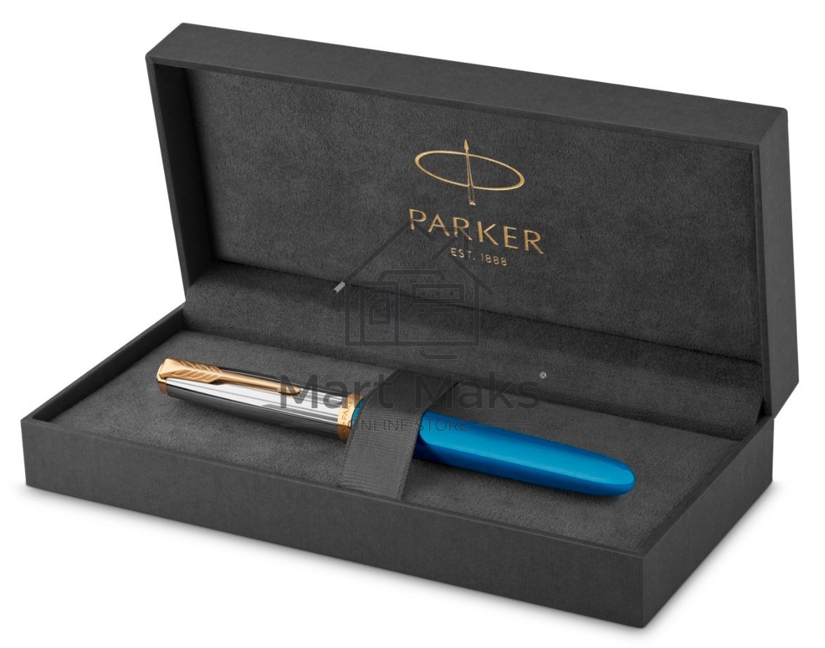 Ручка перьевая Parker 51 Premium (CW2169078) Turquoise GT F сталь нержавеющая, подарочная коробка