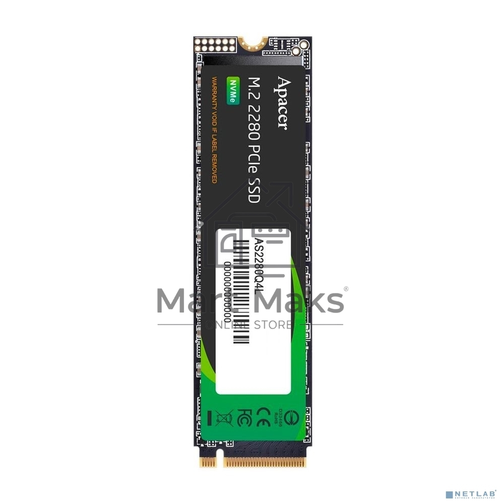 Накопитель SSD AS2280Q4L 2TB M.2 2280 PCIe Gen4x4, R3600/W2800 Mb/s, 3D NAND, MTBF 1.5M, NVMe 1.4, 1200TBW, Retail, 3 years (AP2TBAS2280Q4L-1)