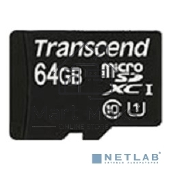 Флеш карта microSDXC 64Gb Class10 Transcend TS64GUSDU1 + adapter