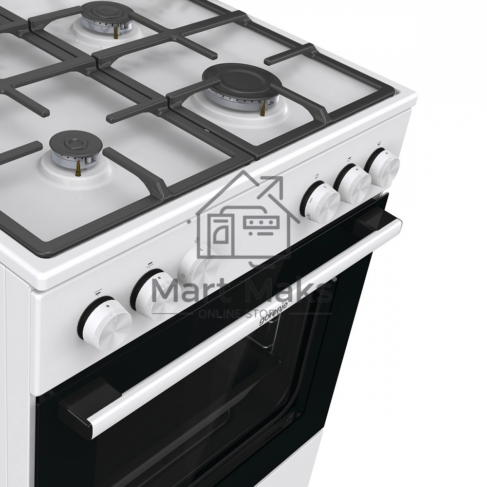 Плита газовая Gorenje GG6A11WF белый, конфорок 4 газовых, духовка 72 л, 60 см x 85 см x 60 см