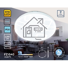 Потолочный светодиодный светильник Ambrella light FZ1040 WH белый 30W 6400K D370*55 (Без ПДУ)