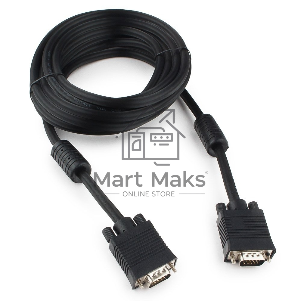 Кабель Gembird/Cablexpert CC-PPVGA-5M-B, Кабель VGA Premium, 15M/15M, 5.0м,черный,тройной экран, феррит.кольца
