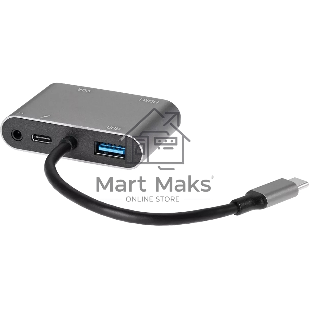 Адаптер USB Type-Cm-->VGA, HDMI 4k*30Hz, USB3.0, PD, Audio,iOpen (Aopen/Qust/VCOM)<ACU4511>