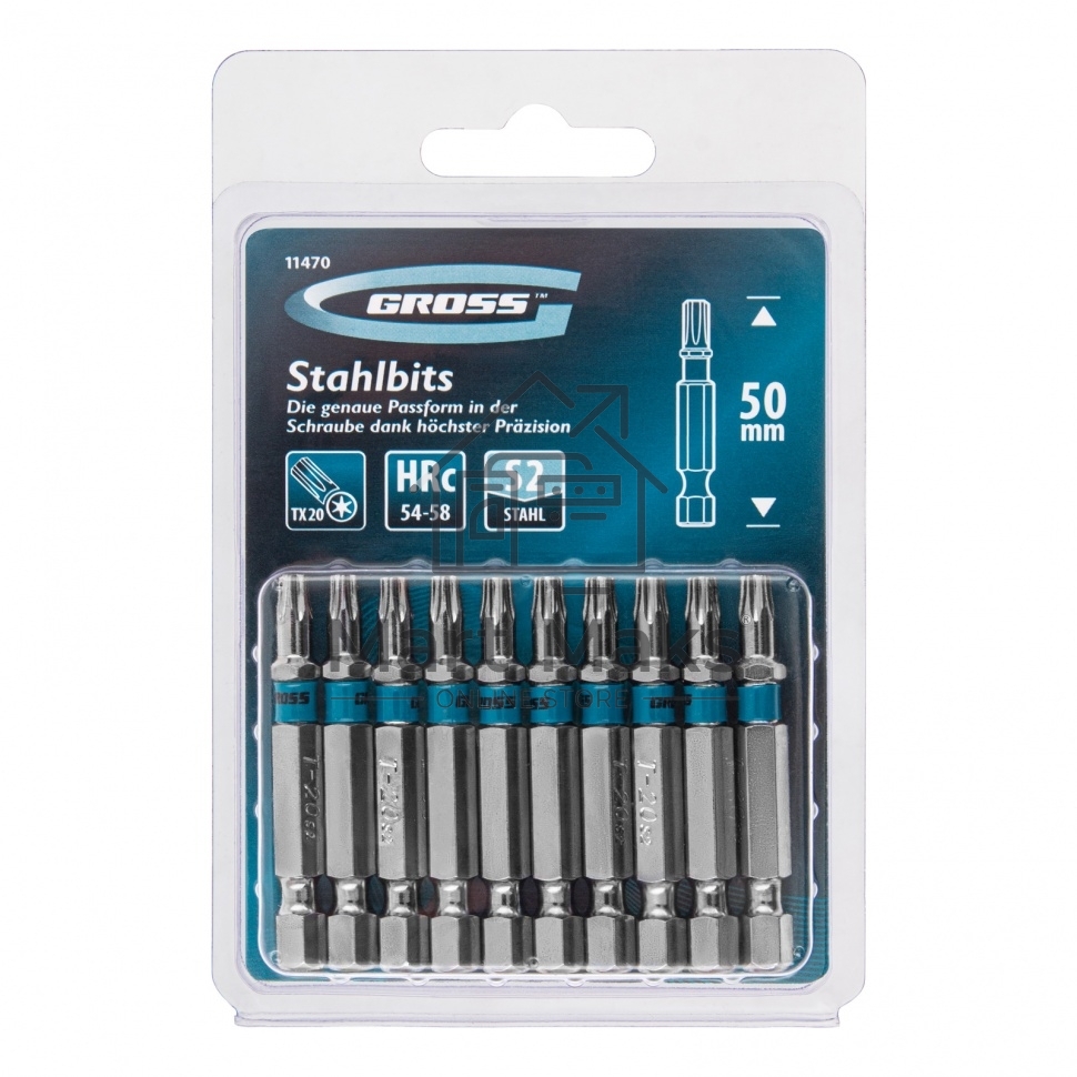 Набор бит TORX 20х50, сталь S2, 10 шт. Gross