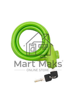 Тросовый замок взломостойкий для велосипедов и колясок с ключом Четыре сезона 150 см зеленый 79-0313