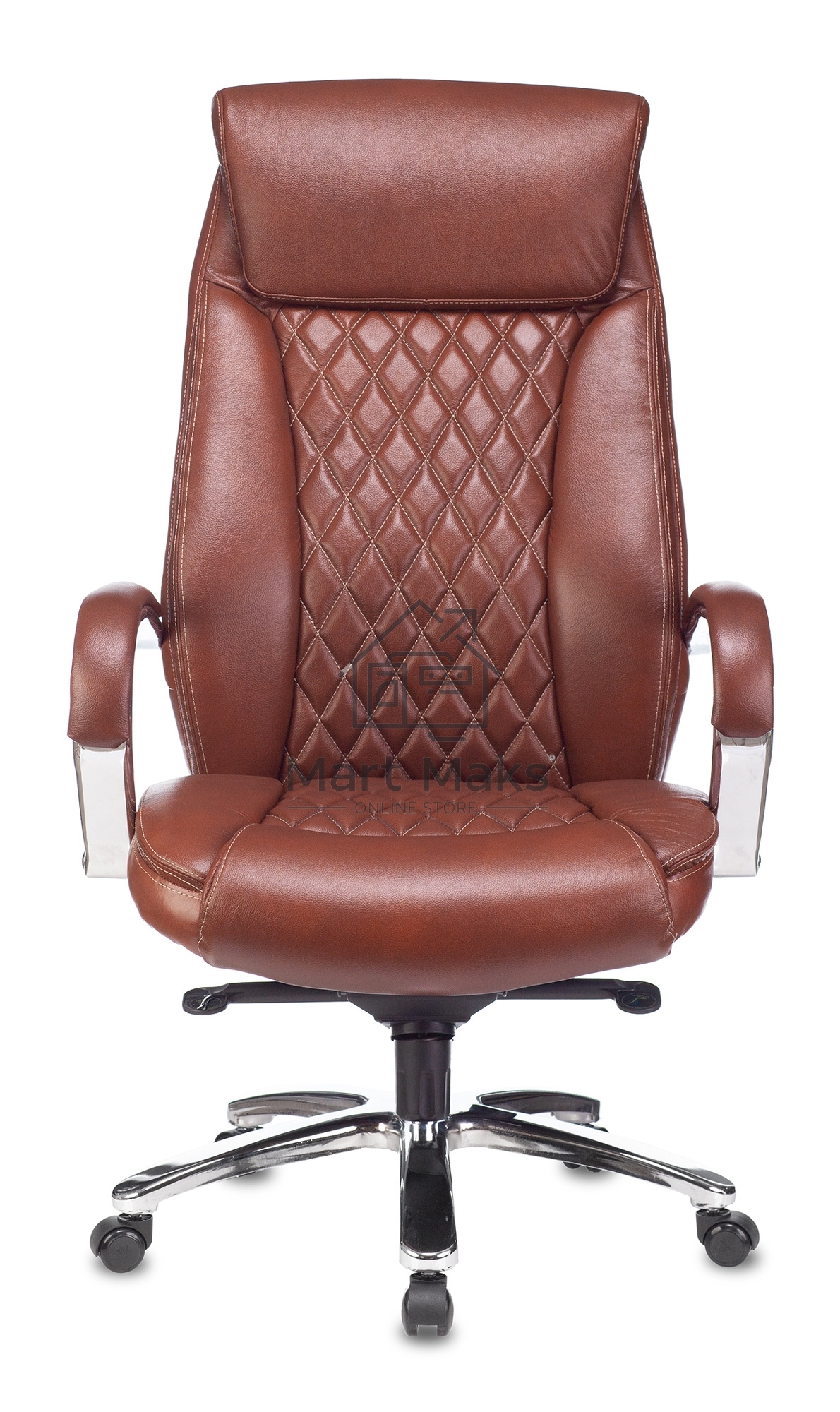 Кресло руководителя Бюрократ T-9924SL светло-коричневый Leather Eichel, кожа, крестовина металл хром