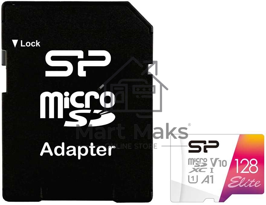 Флеш карта microSD 128GB Silicon Power Elite A1 microSDXC Class 10 UHS-I U3 100 Mb/s (SD адаптер)