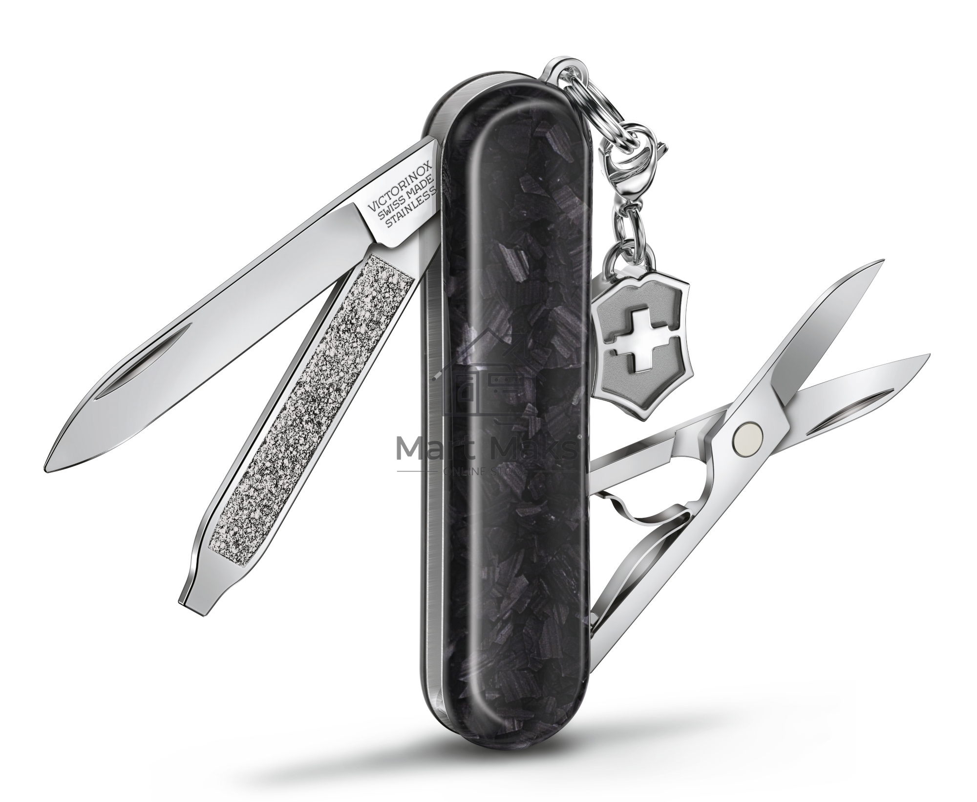 Нож перочинный Victorinox Classic Brilliant Carbon (0.6221.90) 58мм 5 функций черный/серебристый подар.коробка