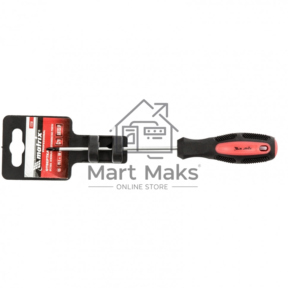 Отвертка Anti-Slip, PH0 х 100 мм, CrV, двухкомп. рукоятка Matrix