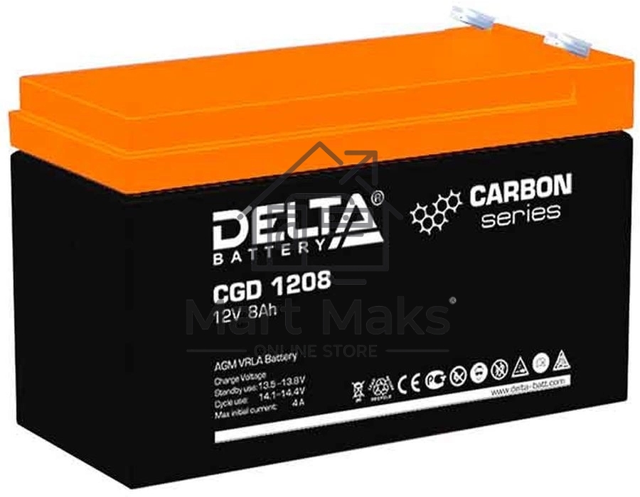 Аккумуляторная батарея Delta CGD 1208 напряжение 12В, емкость 8Ач (151x65x100mm)
