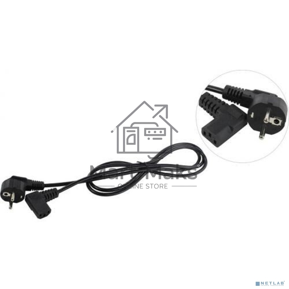 Кабель компьютер - розетка угловой 220V <1.8м> (Европейский стандарт) <TP021DA-1.8-BK>