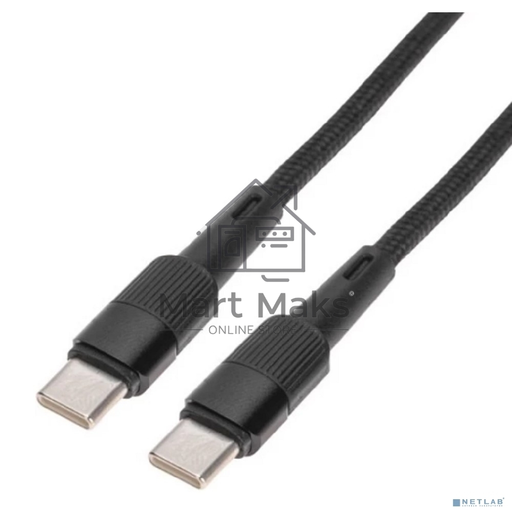 Кабель Type-C – Type-C, 5A, 100Вт, 2м, в черной нейлоновой оплетке Rexant