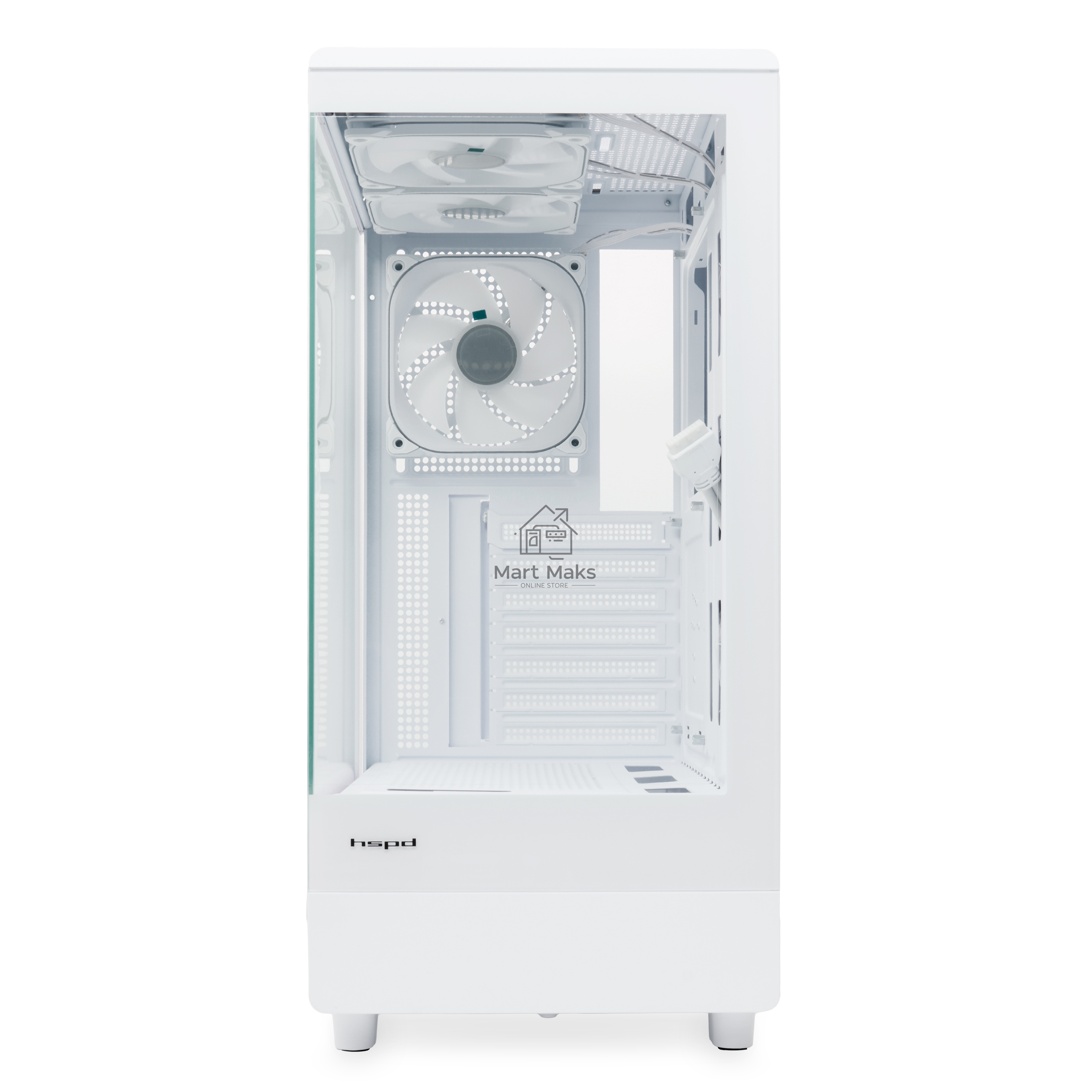 Компьютерный корпус  HSPD F510, Panoramic Mid Tower, белый, TG, 0.5 SPCC, 3x120mm ARGB ATX, mATX, mITX 180/280/160mm 1x2.5