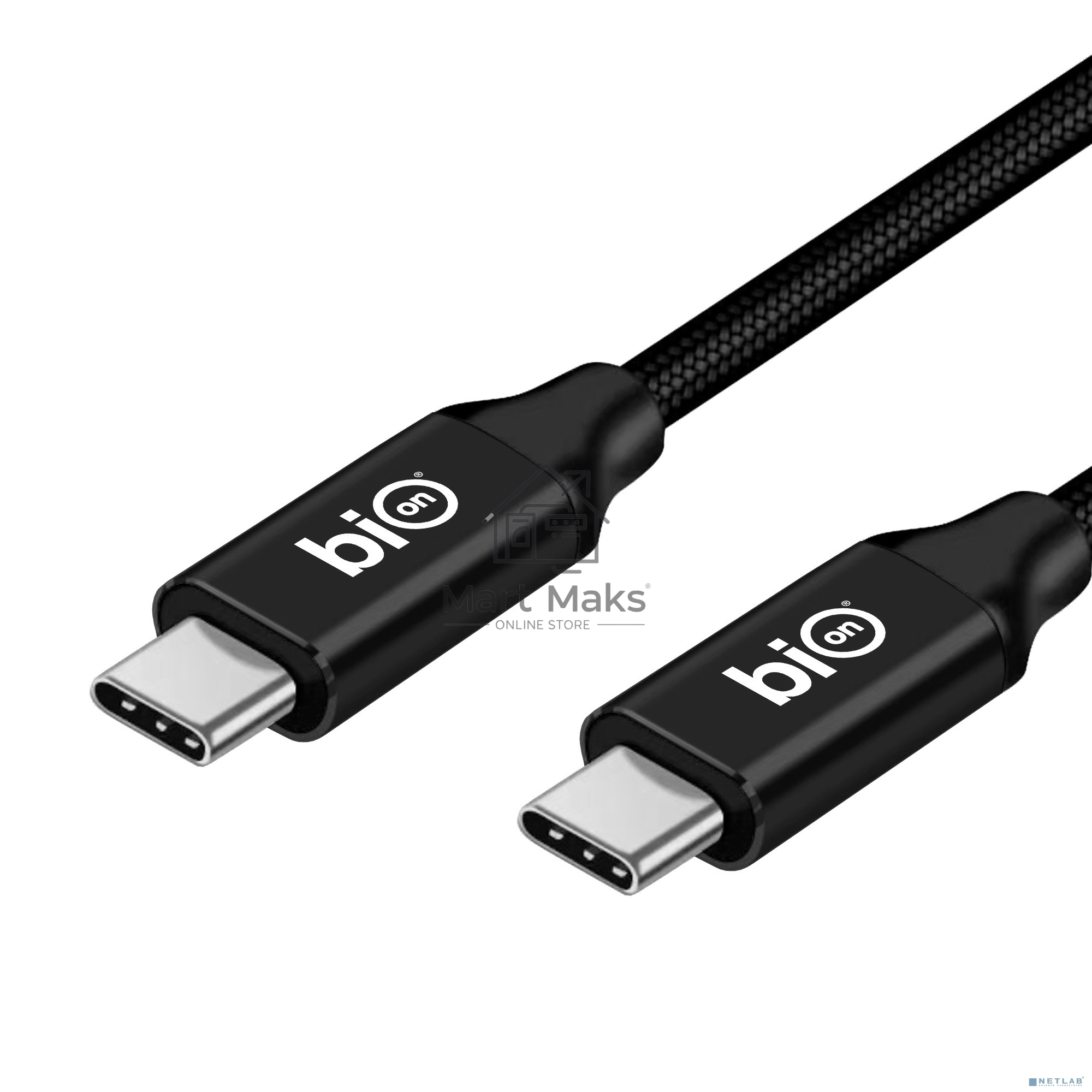 Кабель Bion USB4 v2.0 (CM/CM), 16K@60Hz, 80 Гбит/с, 240W, 5A, медь, 1 м, черный