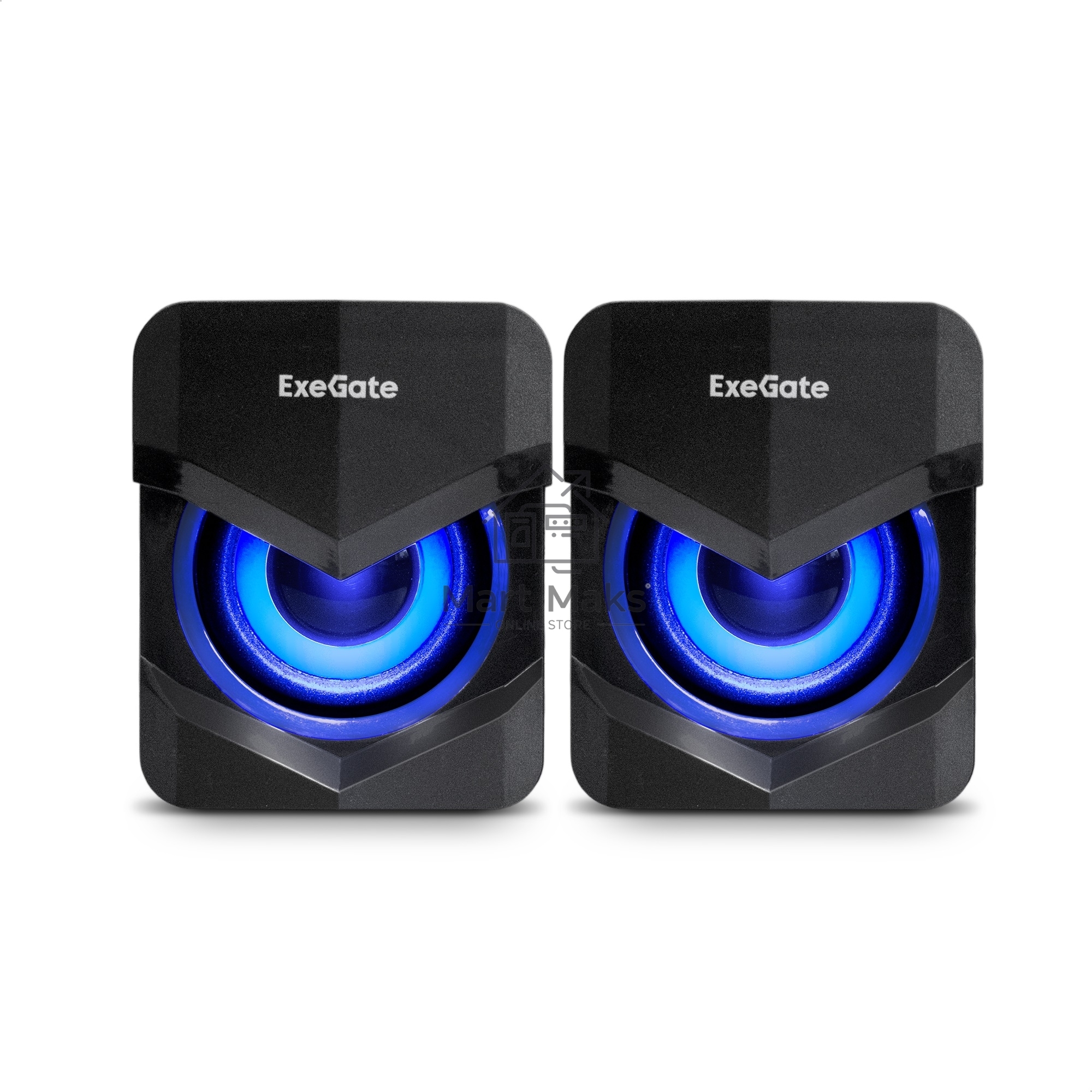 Акустическая система 2.0 ExeGate EX289685RUS Accord 200 (питание USB, 2х3Вт (6Вт RMS), 60-20000Гц,  черный, синяя подсветка)