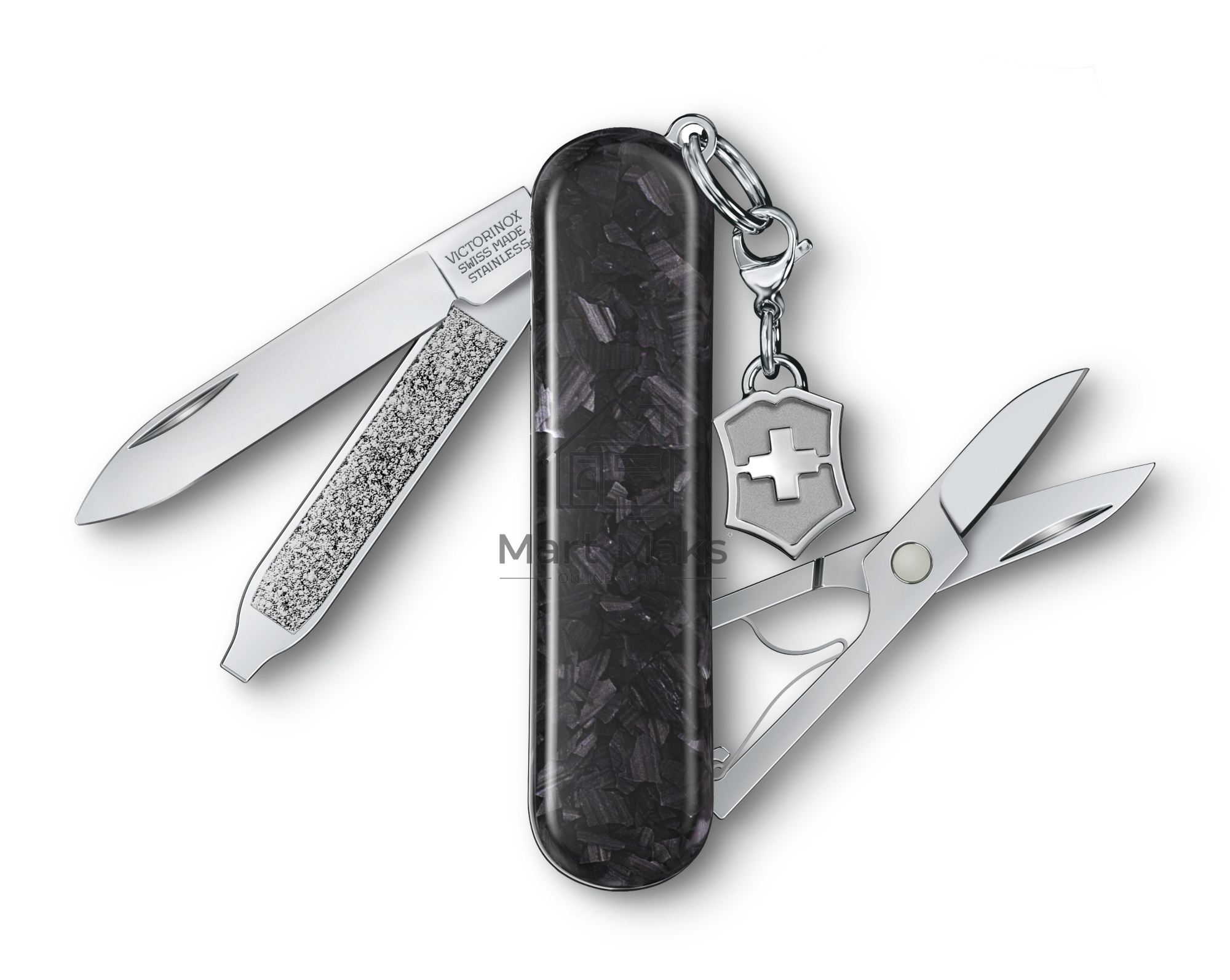 Нож перочинный Victorinox Classic Brilliant Carbon (0.6221.90) 58мм 5 функций черный/серебристый подар.коробка