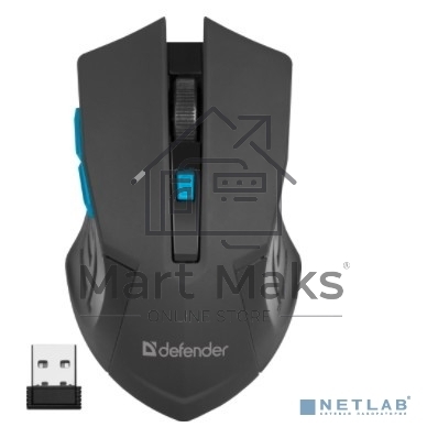 Мышь беспроводная Defender Accura MM-275 синий, 1600 dpi, радиоканал, USB, кнопки - 6