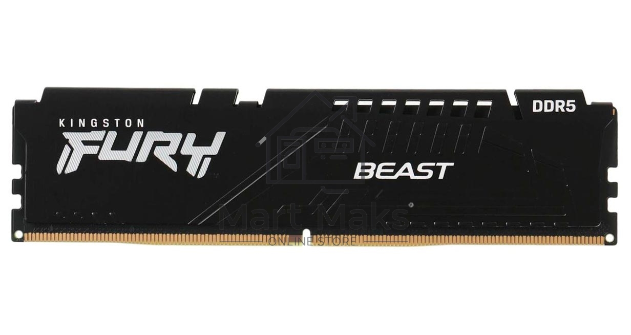 Оперативная память Kingston Fury Beast, DDR5, 16GB (2x8GB), 6000MHz, CL30, DIMM, с радиаторами, черный