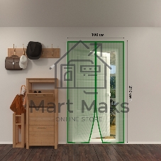 Дверная антимоскитная сетка 210х100см, с магнитами по всей длине, зеленая ЧЕТЫРЕ СЕЗОНА