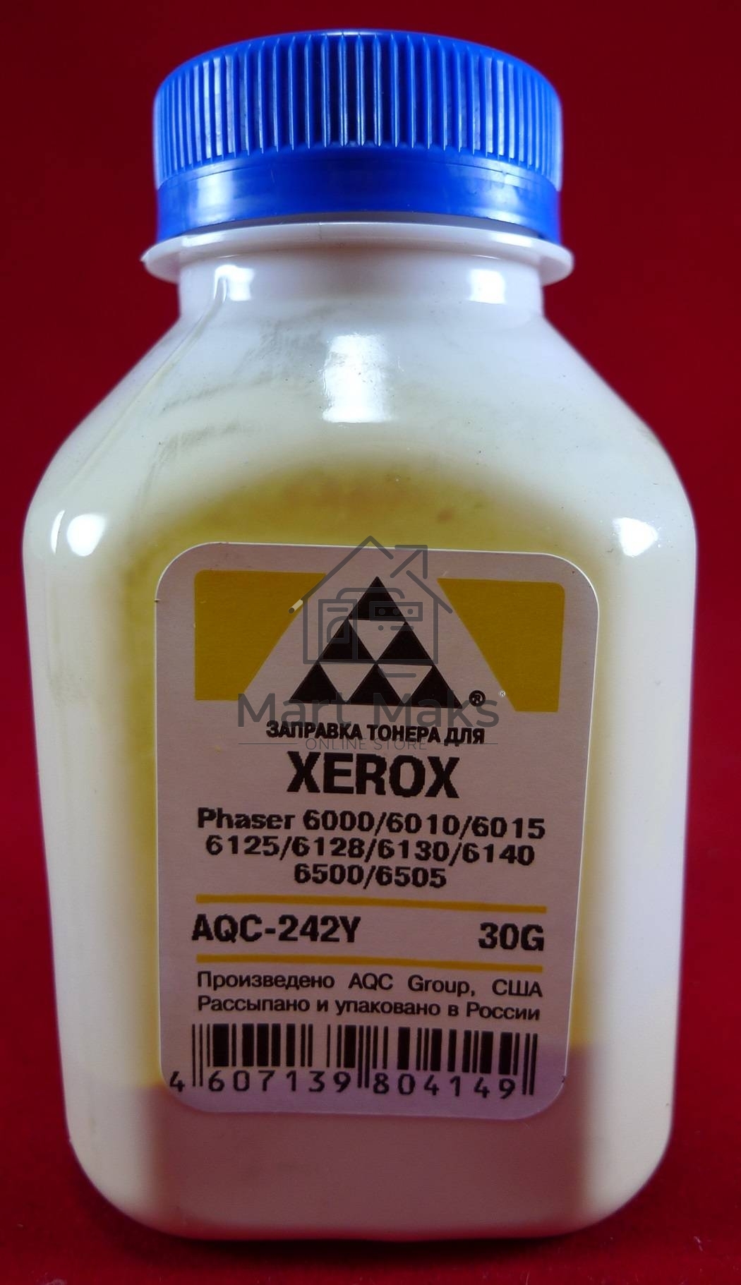 Тонер XEROX Phaser 6000/6010/6015/6125/6128/6130/6140/6500/6505 Yellow, (фл.30г.) AQC фас. России