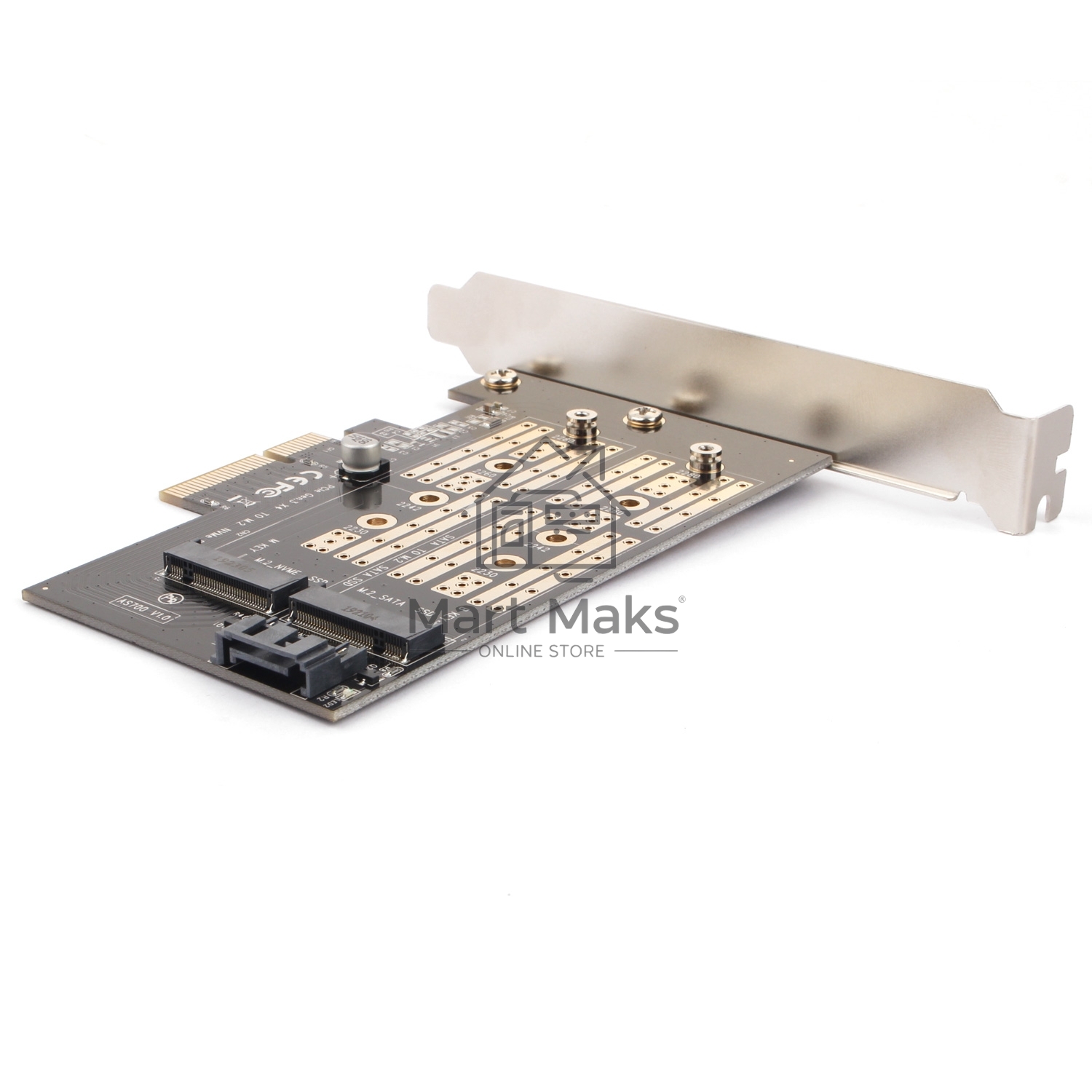 Адаптер AgeStar AS-MC02  PCI-E для M.2 SATA SSD+M.2 NVME SSD Card