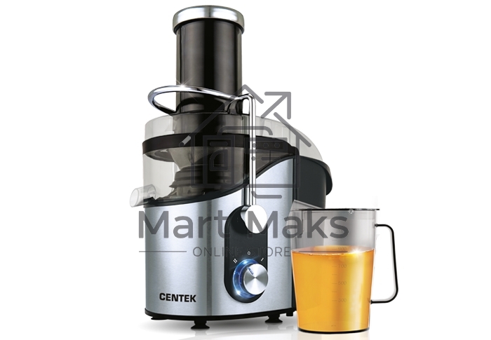 Соковыжималка Centek CT-1212 (черный, сталь) 1200Вт, 2 скор. + Pulse, стакан 1100 мл, горловина 75мм