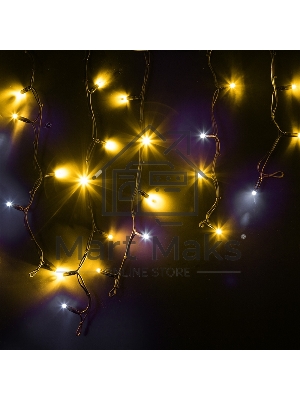 Гирлянда Neon-night Айсикл (бахрома) светодиодный, 4,0 х 0,6 м, с эффектом мерцания, черный провод каучук, 230 В, диоды желтые,