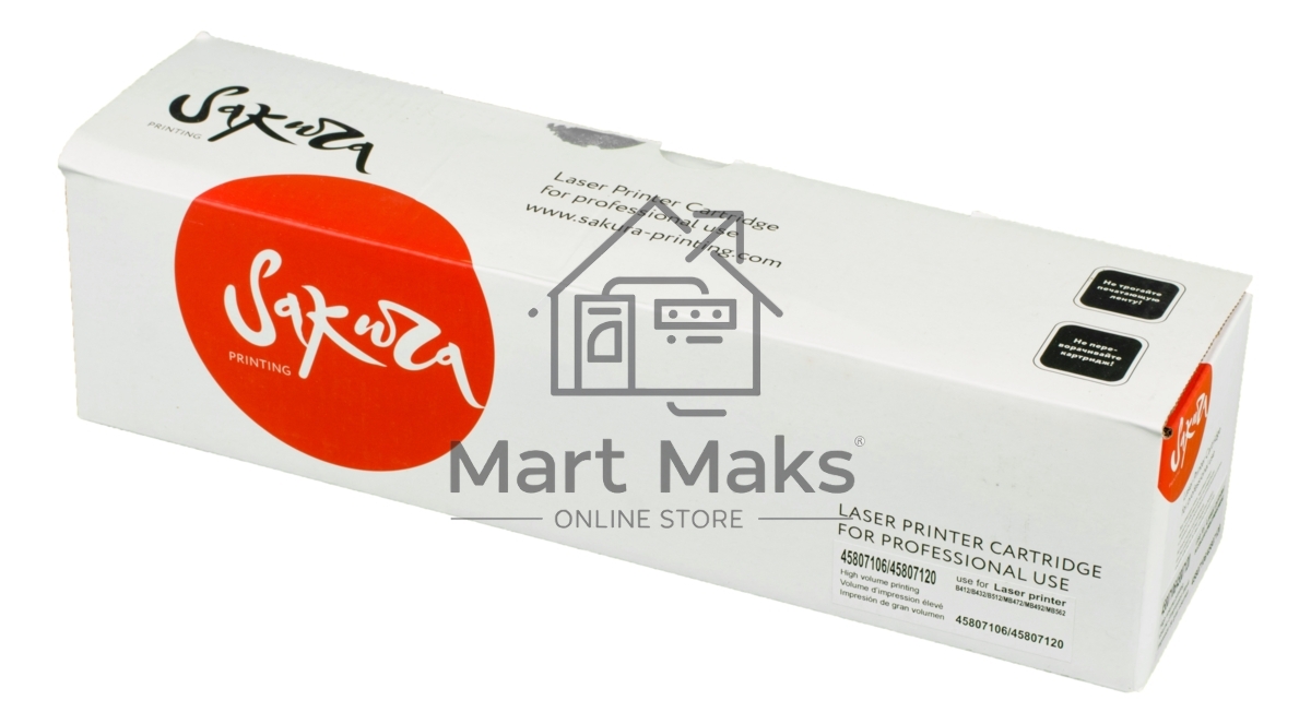 Картридж Sakura 45807106/45807120 для OKI B412/432/512/MB472/492/562, черный, 7 000 к.