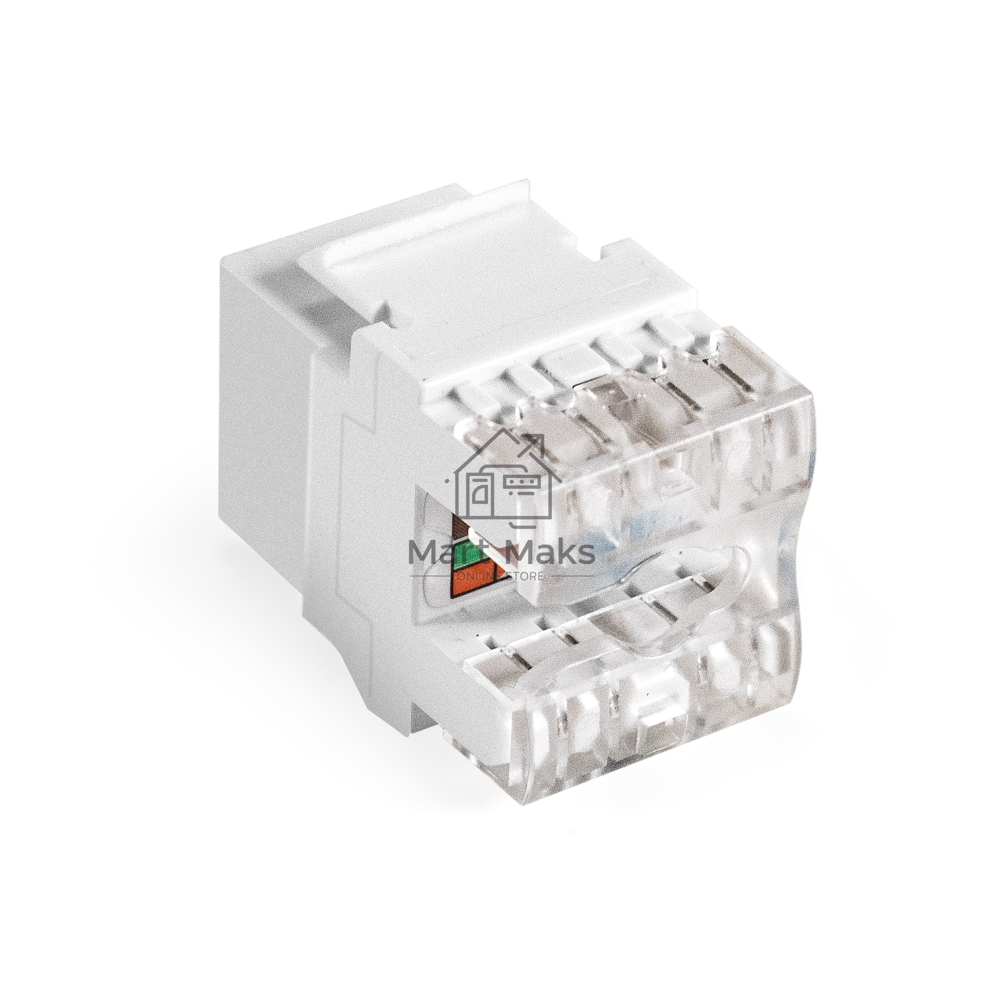 Модуль-вставка Keystone Jack RJ-45 ExeGate KJ-8P8C-U-C6A-180SH-Dual (Кат.6A, неэкранированная, 180 градусов, со шторками, IDC Krone/110)