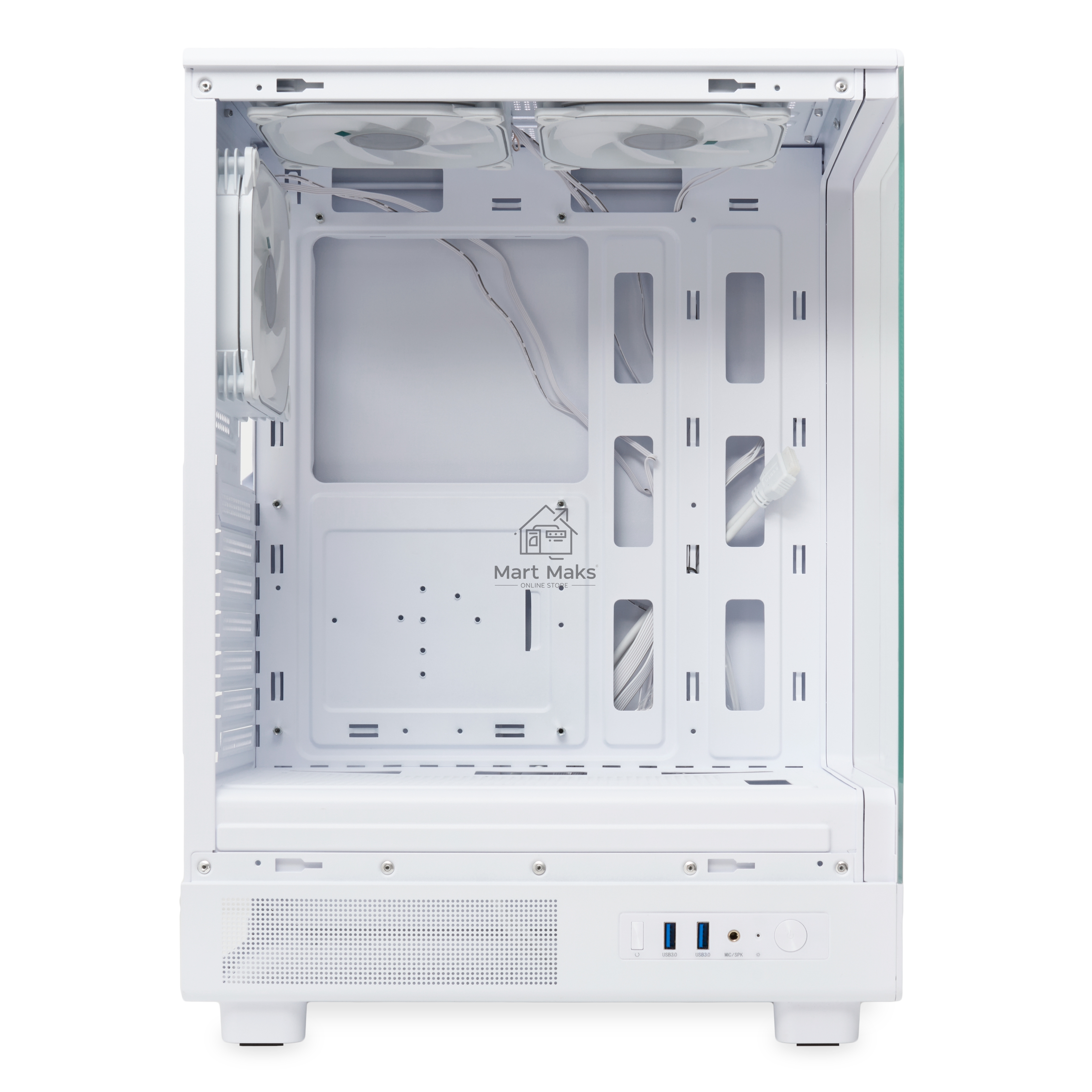 Компьютерный корпус  HSPD F510, Panoramic Mid Tower, белый, TG, 0.5 SPCC, 3x120mm ARGB ATX, mATX, mITX 180/280/160mm 1x2.5